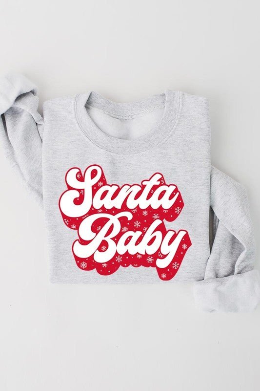 Santa Baby Graphic Fleece Sweatshirts - Bitsy Gypsy Boutique