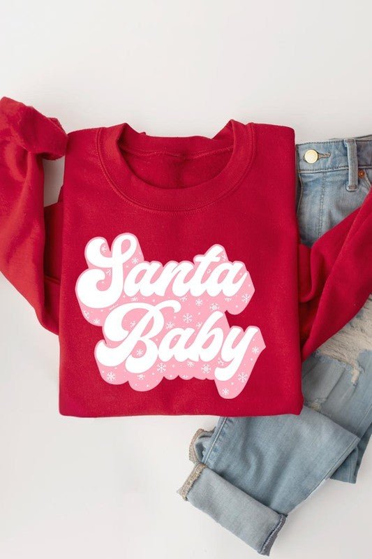 Santa Baby Graphic Fleece Sweatshirts - Bitsy Gypsy Boutique