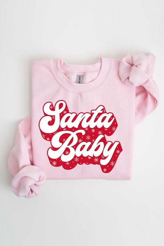 Santa Baby Graphic Fleece Sweatshirts - Bitsy Gypsy Boutique