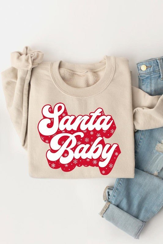 Santa Baby Graphic Fleece Sweatshirts - Bitsy Gypsy Boutique