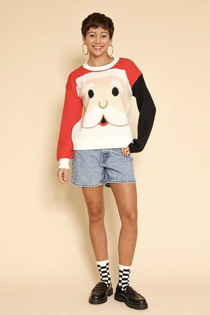 Santa face knit holiday sweater - Bitsy Gypsy Boutique