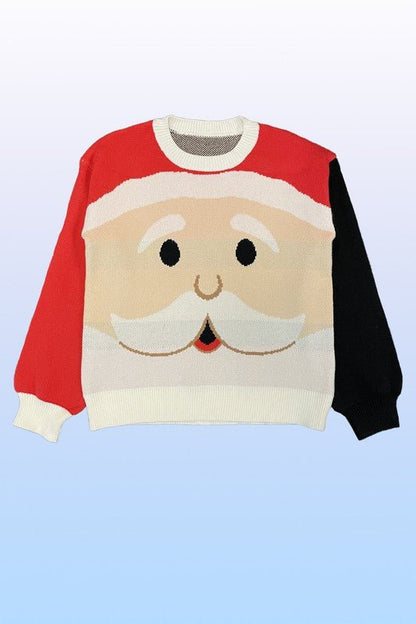 Santa face knit holiday sweater - Bitsy Gypsy Boutique