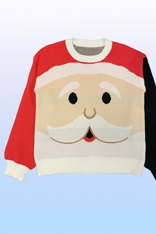 Santa face knit holiday sweater - Bitsy Gypsy Boutique