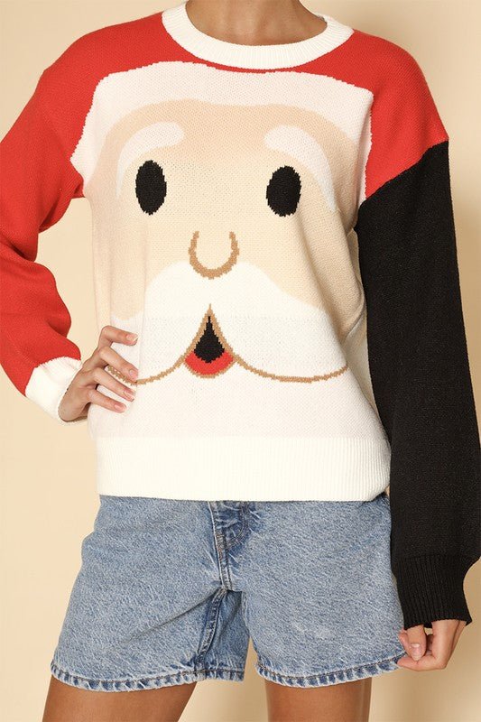 Santa face knit holiday sweater - Bitsy Gypsy Boutique