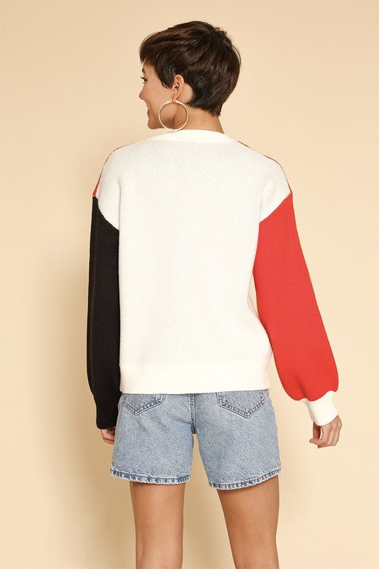 Santa face knit holiday sweater - Bitsy Gypsy Boutique