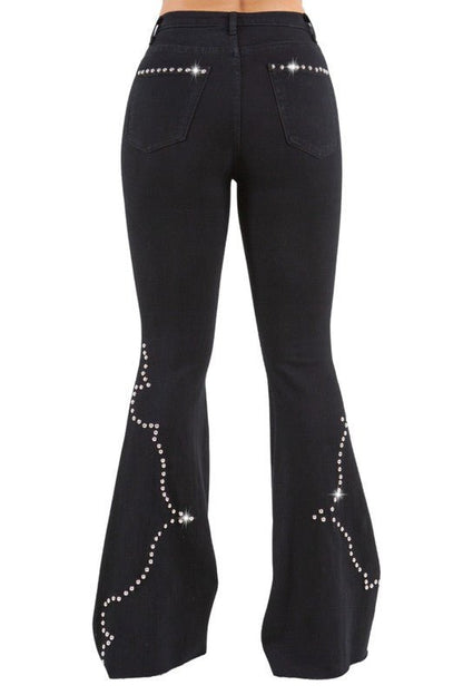 Santa Fe Bell Bottom Jean in Black - Bitsy Gypsy Boutique
