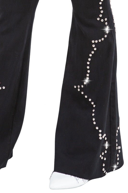 Santa Fe Bell Bottom Jean in Black - Bitsy Gypsy Boutique