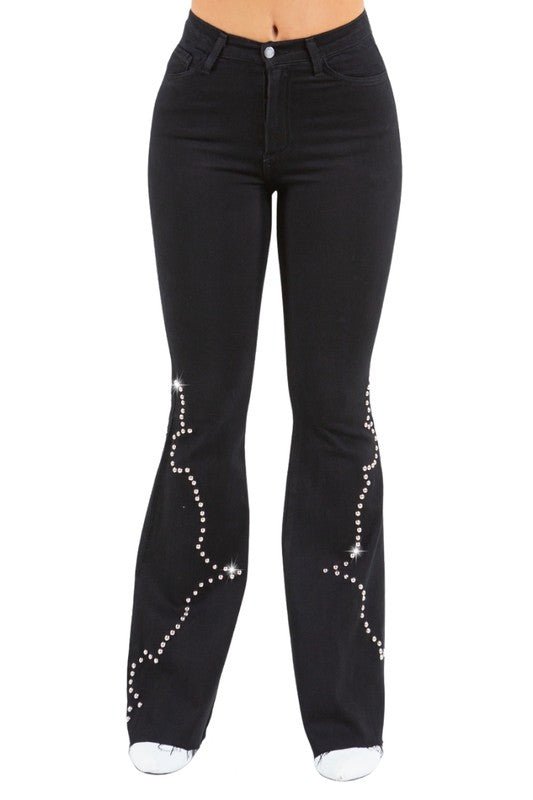 Santa Fe Bell Bottom Jean in Black - Bitsy Gypsy Boutique