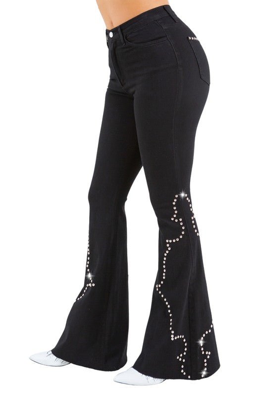 Santa Fe Bell Bottom Jean in Black - Bitsy Gypsy Boutique
