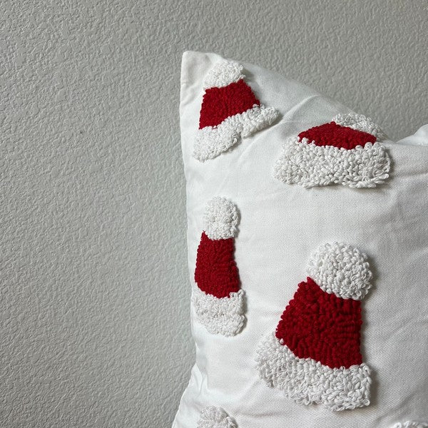 Santa Hat Throw Pillow Cover, 20x20 Tufted Design - Bitsy Gypsy Boutique