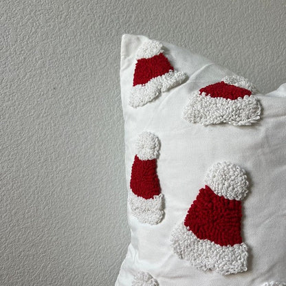 Santa Hat Throw Pillow Cover, 20x20 Tufted Design - Bitsy Gypsy Boutique