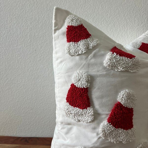Santa Hat Throw Pillow Cover, 20x20 Tufted Design - Bitsy Gypsy Boutique