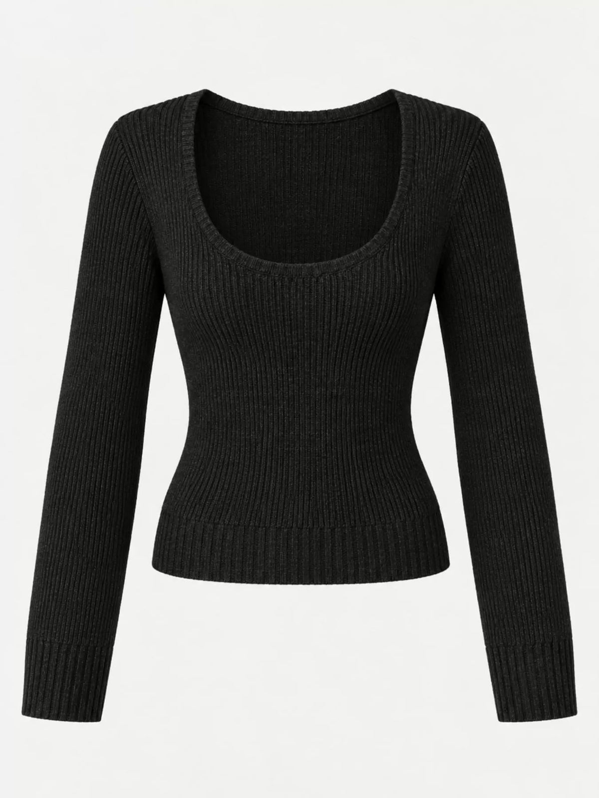 Scoop Neck Ribbed Knit Slim-Fit Sweater - Bitsy Gypsy Boutique