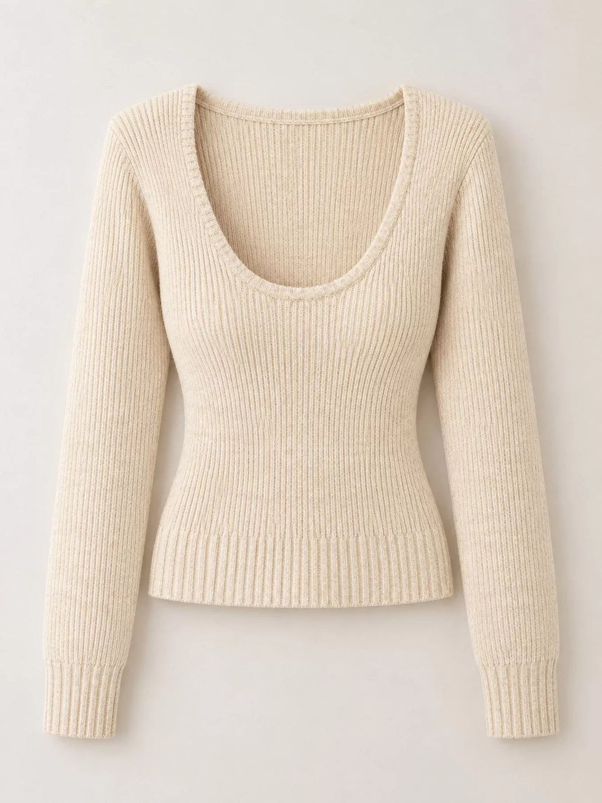 Scoop Neck Ribbed Knit Slim-Fit Sweater - Bitsy Gypsy Boutique