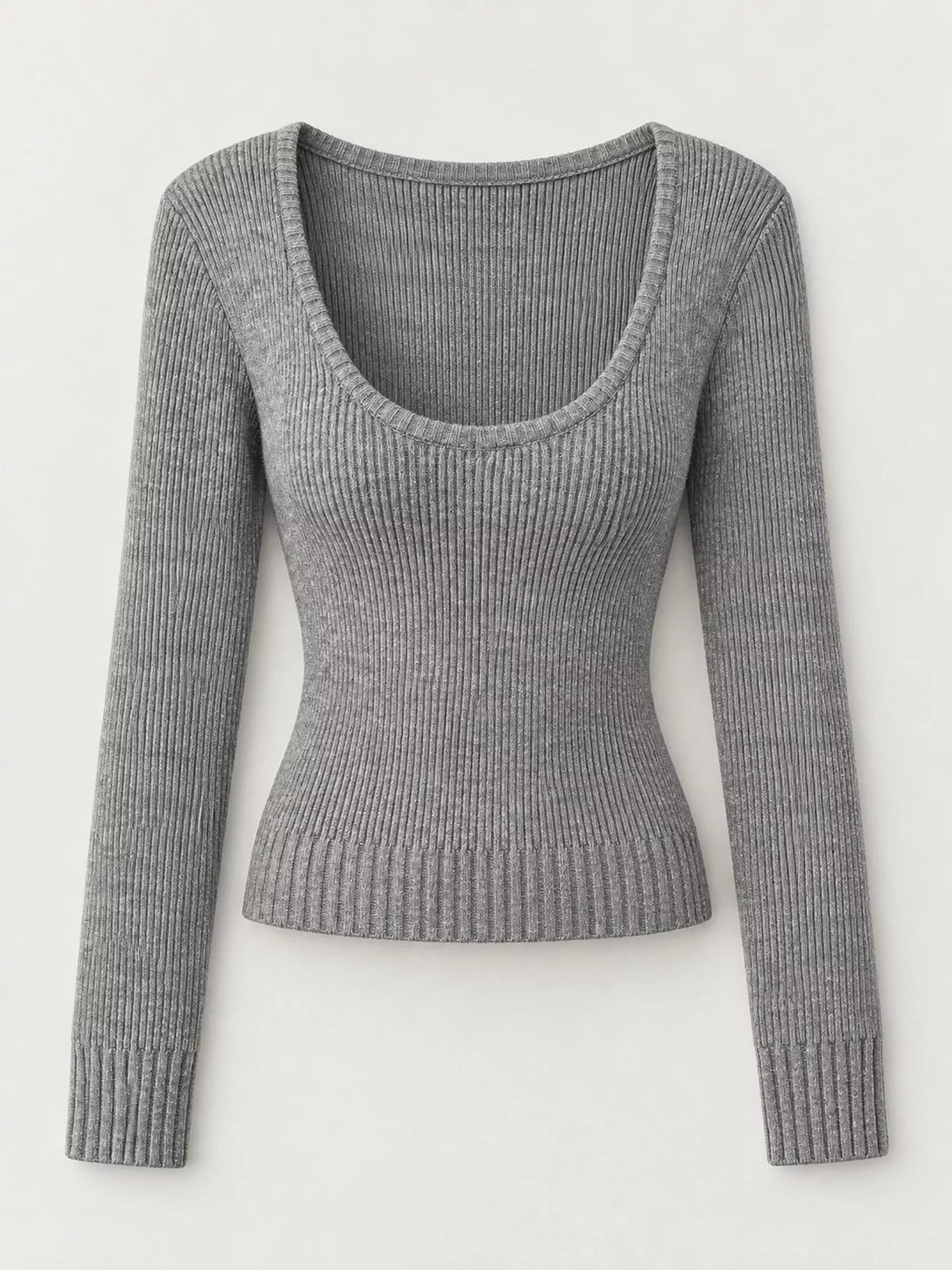 Scoop Neck Ribbed Knit Slim-Fit Sweater - Bitsy Gypsy Boutique