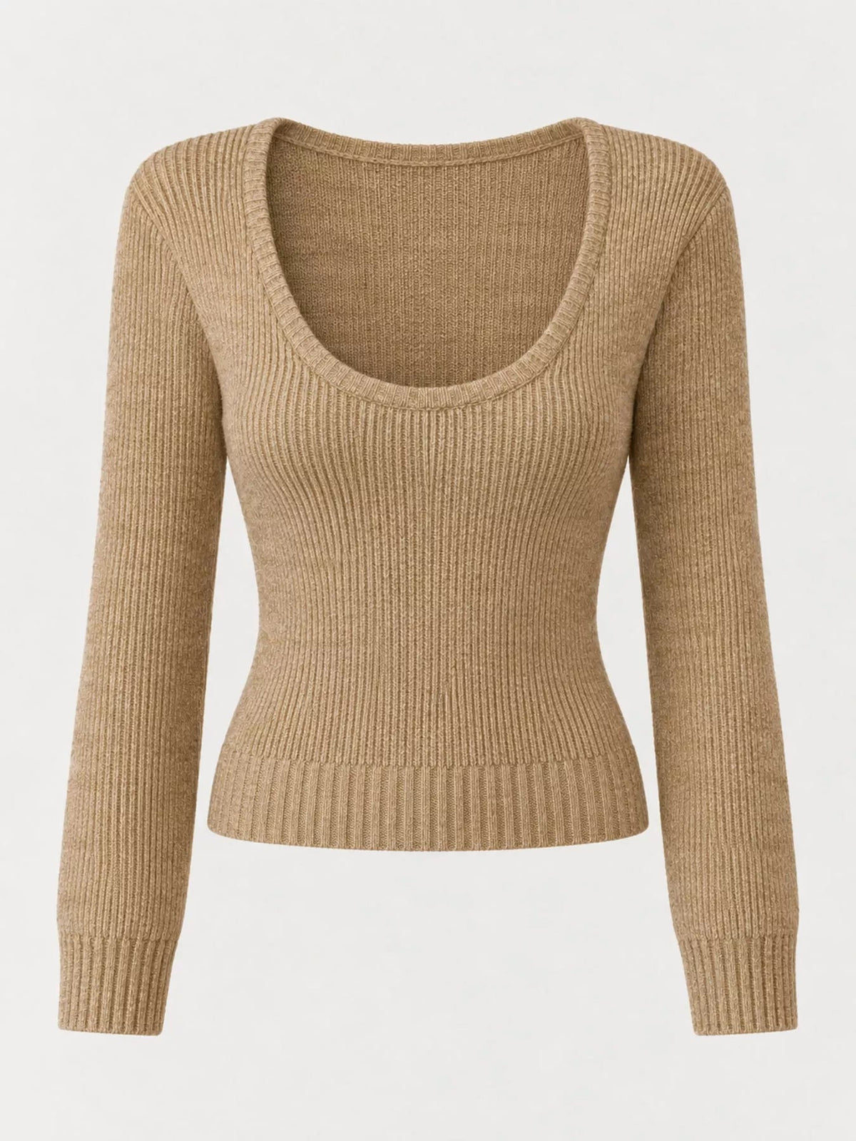 Scoop Neck Ribbed Knit Slim-Fit Sweater - Bitsy Gypsy Boutique