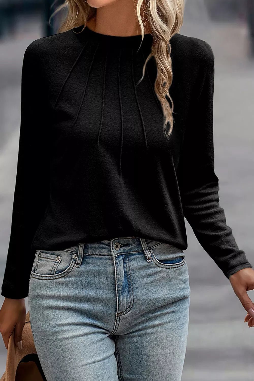 Seam Detail Raglan Long Sleeve Top - Bitsy Gypsy Boutique