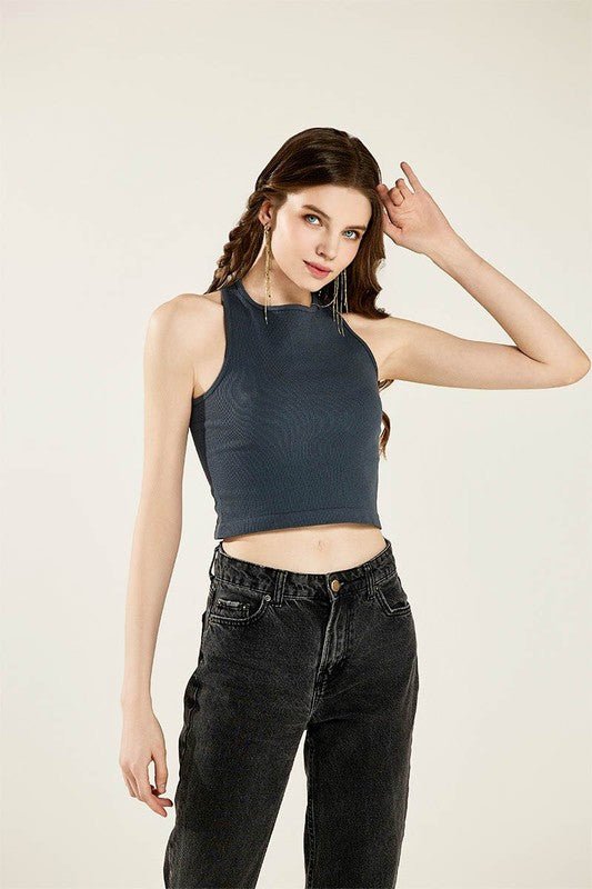 Seamless High Neck Racerback Crop Top - Bitsy Gypsy Boutique