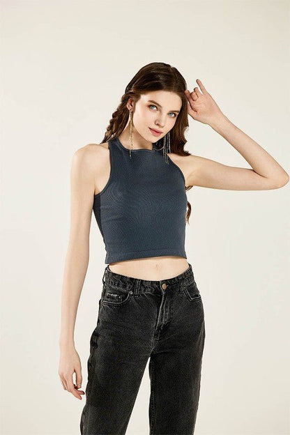 Seamless High Neck Racerback Crop Top - Bitsy Gypsy Boutique