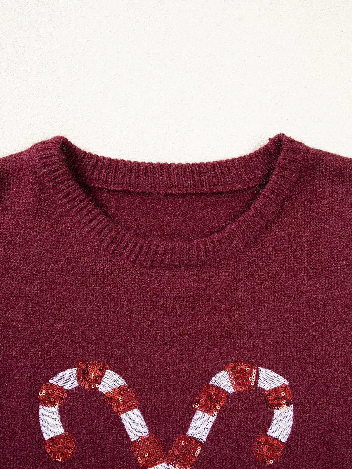 Sequined Candy Cane Festive Casual Christmas Sweater - Bitsy Gypsy Boutique