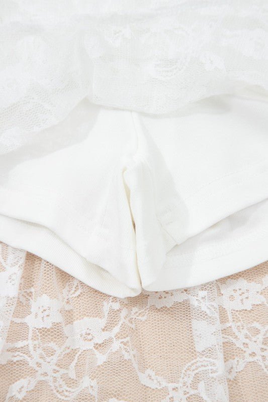 Sheer Lace Ruffle Tiered High - Low Skirt - Bitsy Gypsy Boutique