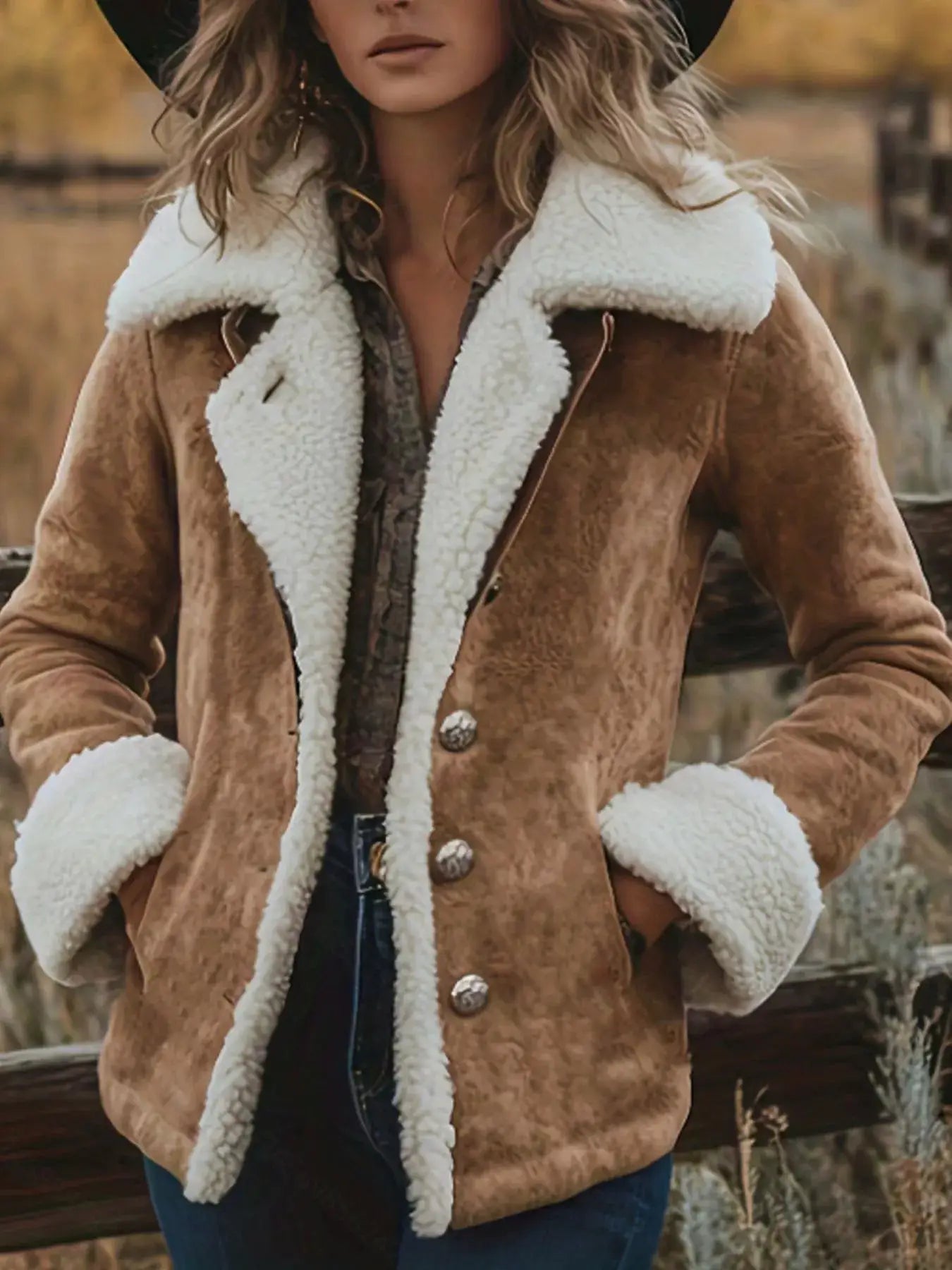Sherpa-Lined Button Up Jacket - Bitsy Gypsy Boutique
