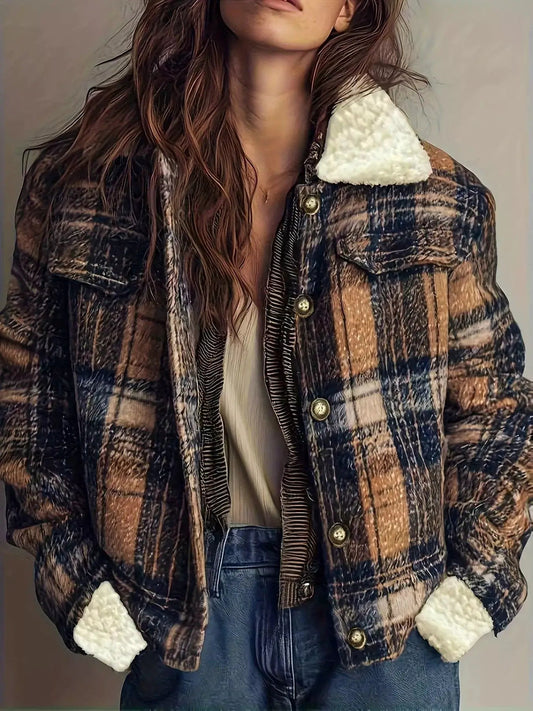 Sherpa-Lined Plaid Button-Down Outerwear - Bitsy Gypsy Boutique