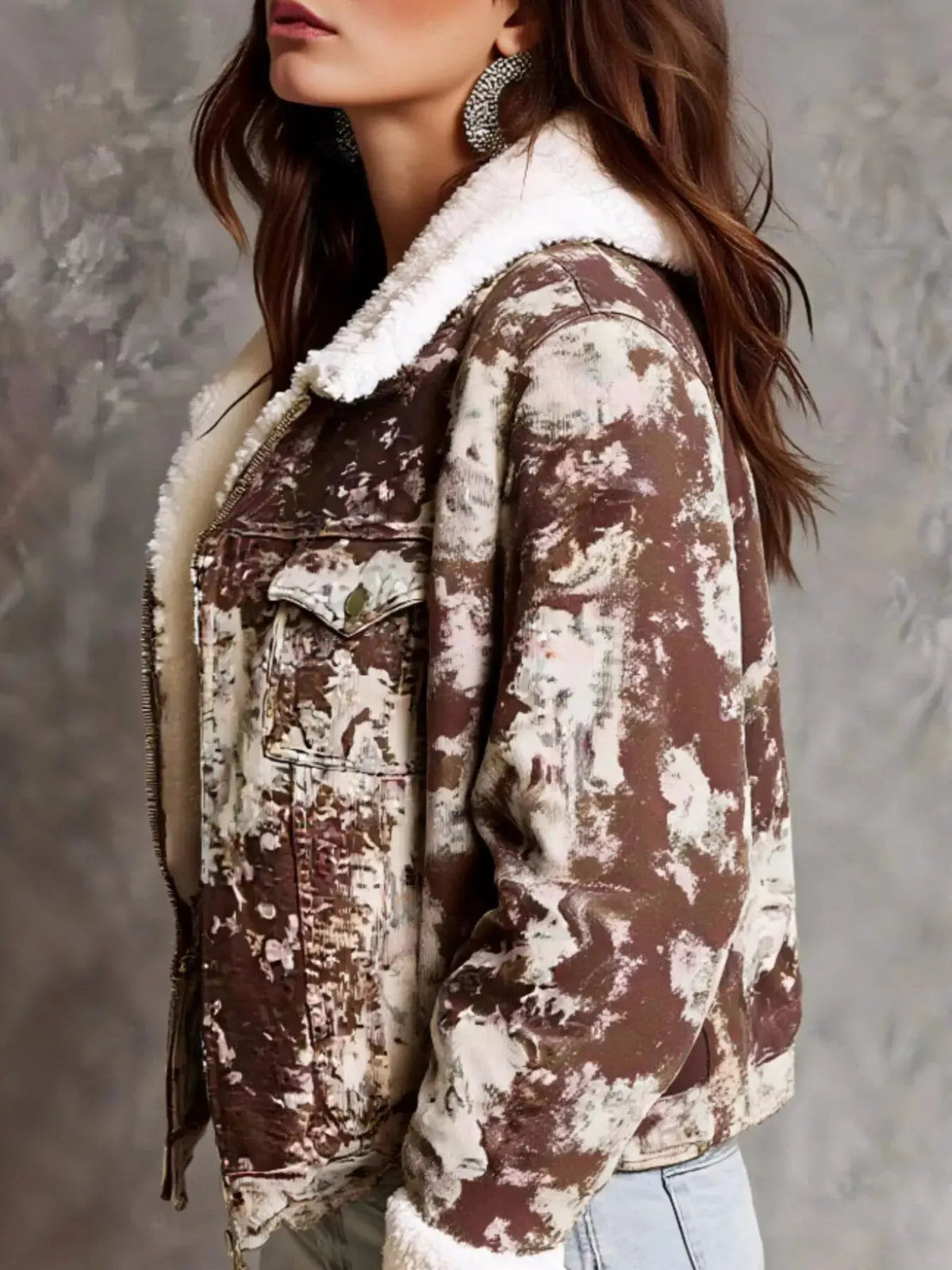Sherpa-Lined Zip Up Jacket - Bitsy Gypsy Boutique