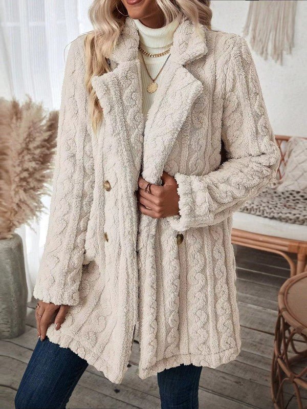 Sherpa long button front coat - Bitsy Gypsy Boutique