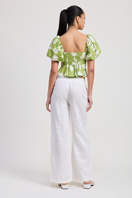 SHORT PUFF SLEEVE FLORAL BLOUSE - Bitsy Gypsy Boutique