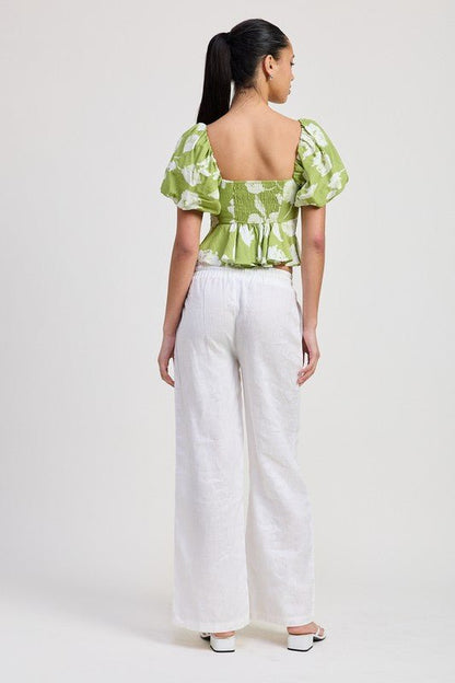 SHORT PUFF SLEEVE FLORAL BLOUSE - Bitsy Gypsy Boutique