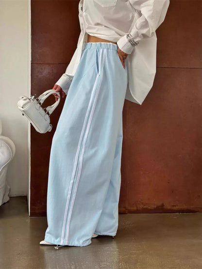 Side Stripes High-Waisted Wide-Leg Sweatpants - Bitsy Gypsy Boutique
