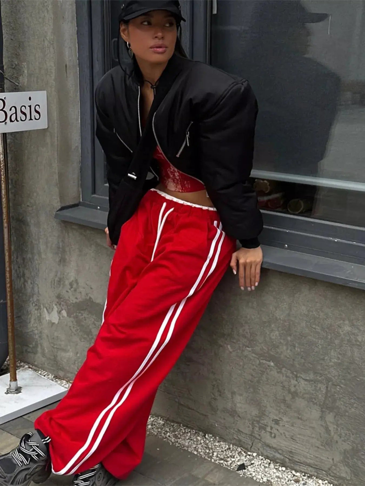 Side Stripes High-Waisted Wide-Leg Sweatpants - Bitsy Gypsy Boutique