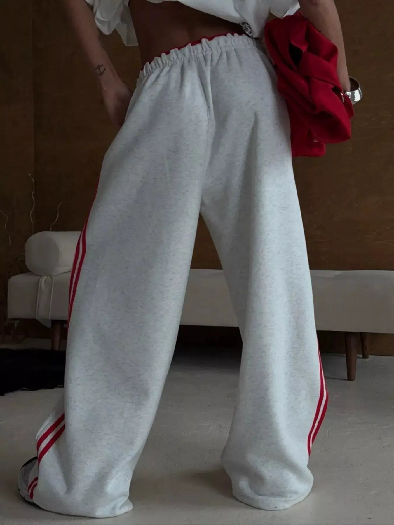 Side Stripes High-Waisted Wide-Leg Sweatpants - Bitsy Gypsy Boutique