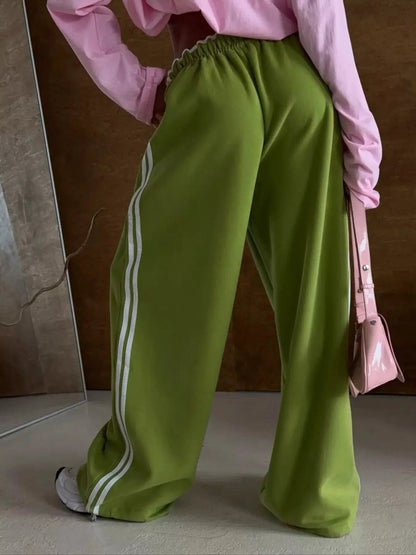 Side Stripes High-Waisted Wide-Leg Sweatpants - Bitsy Gypsy Boutique