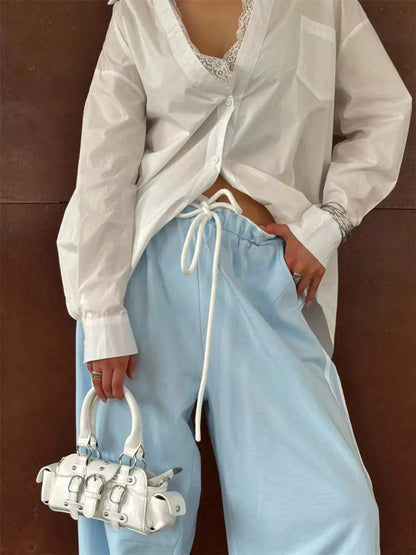 Side Stripes High-Waisted Wide-Leg Sweatpants - Bitsy Gypsy Boutique