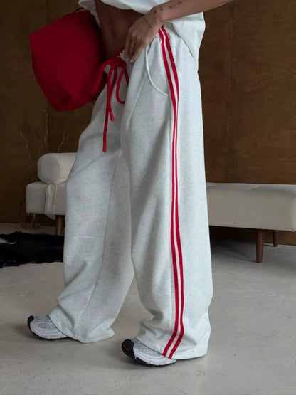 Side Stripes High-Waisted Wide-Leg Sweatpants - Bitsy Gypsy Boutique