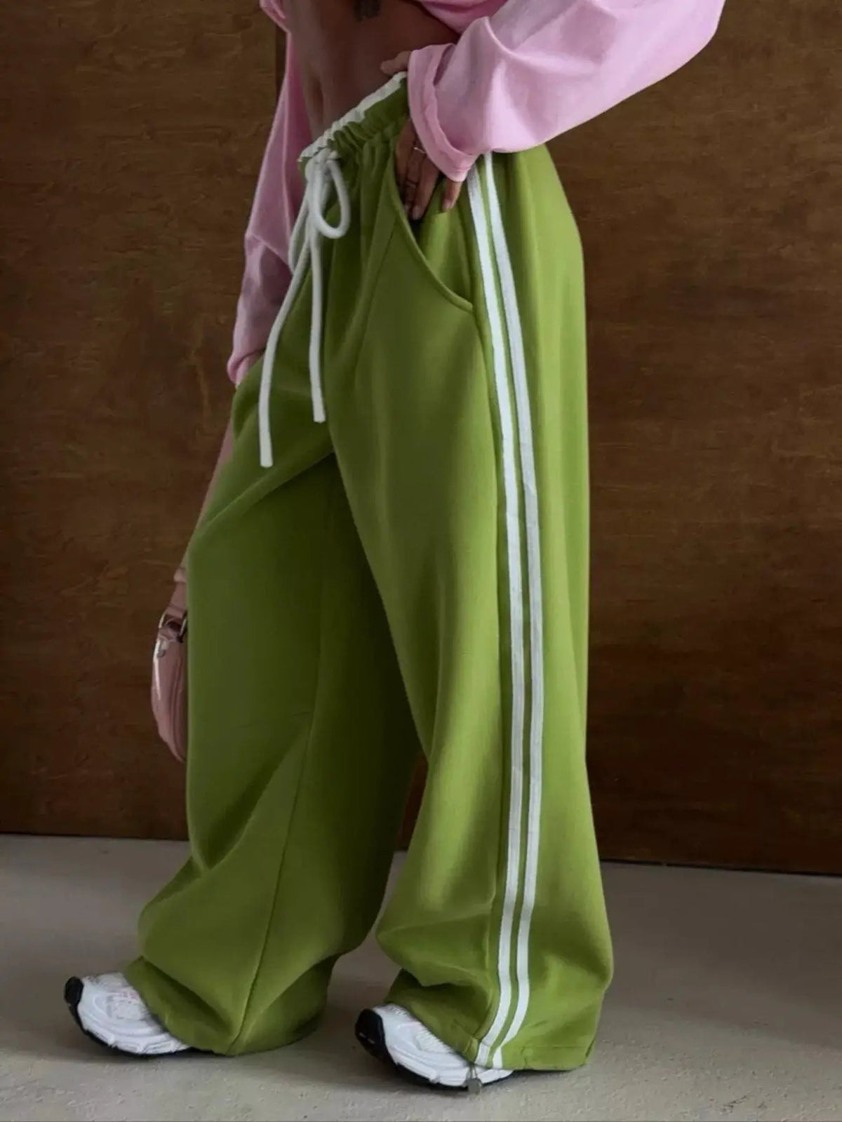 Side Stripes High-Waisted Wide-Leg Sweatpants - Bitsy Gypsy Boutique