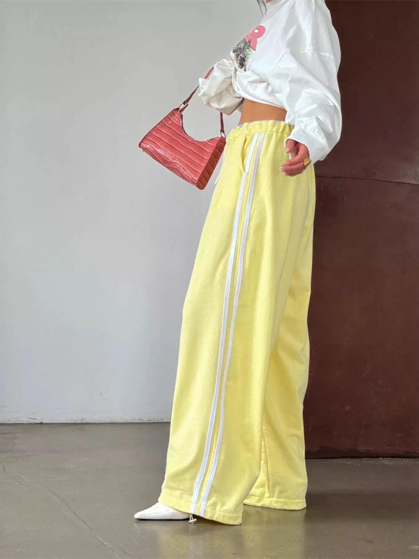Side Stripes High-Waisted Wide-Leg Sweatpants - Bitsy Gypsy Boutique