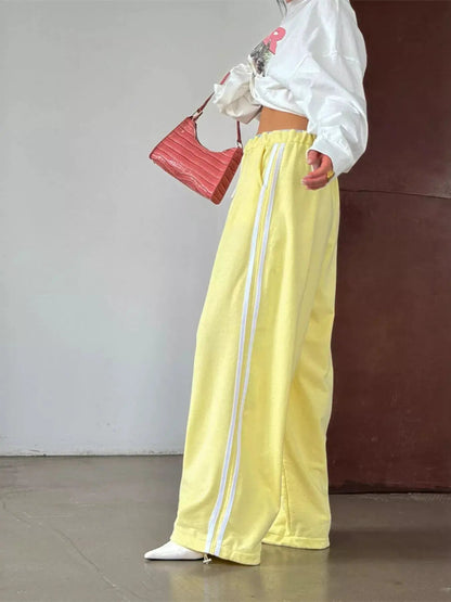 Side Stripes High-Waisted Wide-Leg Sweatpants - Bitsy Gypsy Boutique