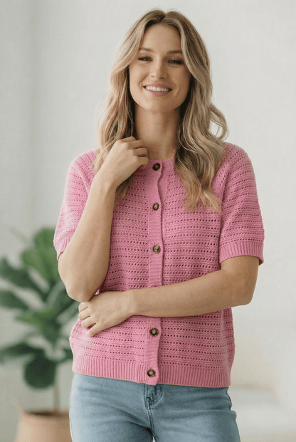 Simply Sweet Button Down Pink Sweater - Bitsy Gypsy Boutique
