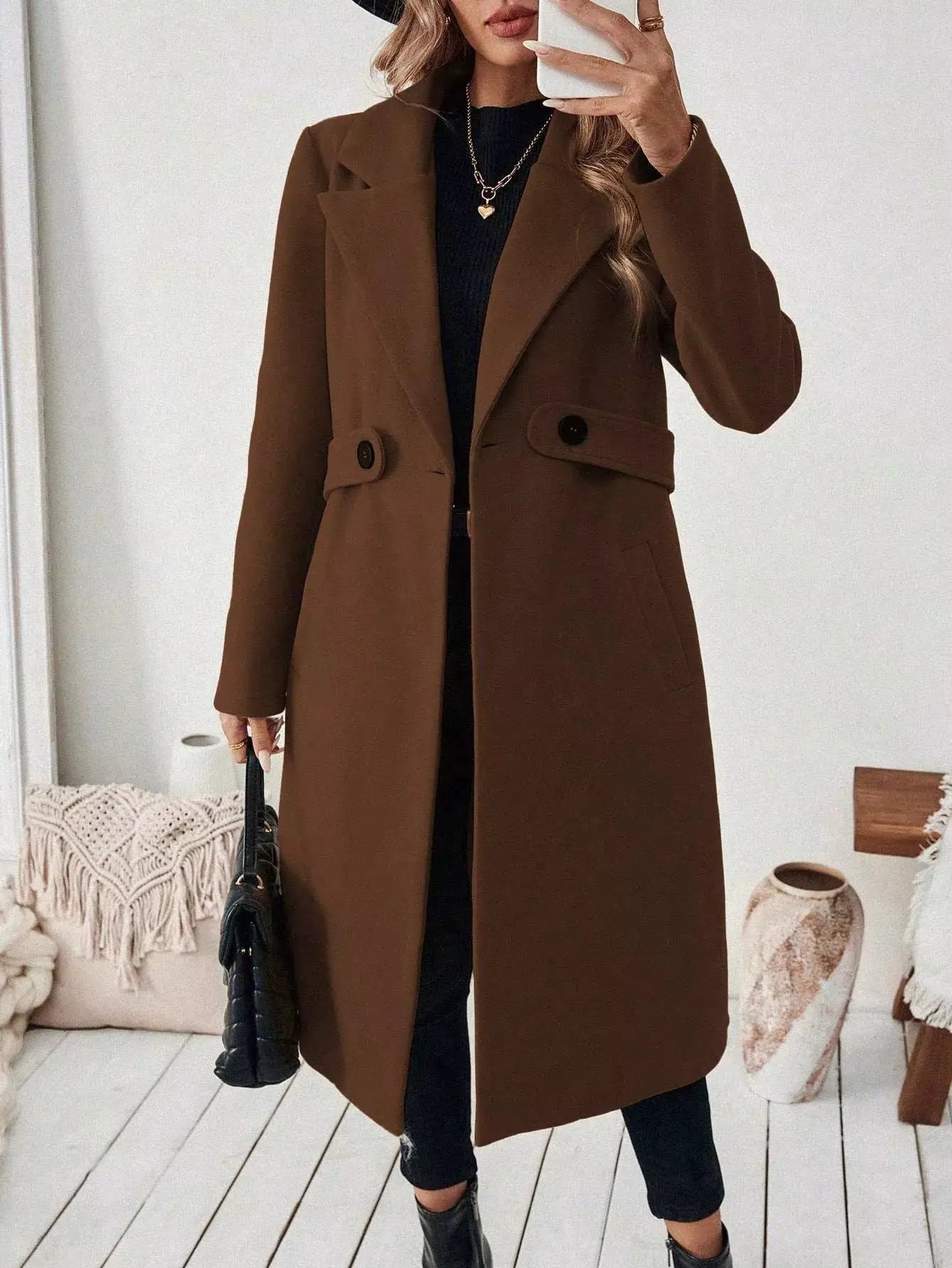 Single-Button Longline Coat - Bitsy Gypsy Boutique