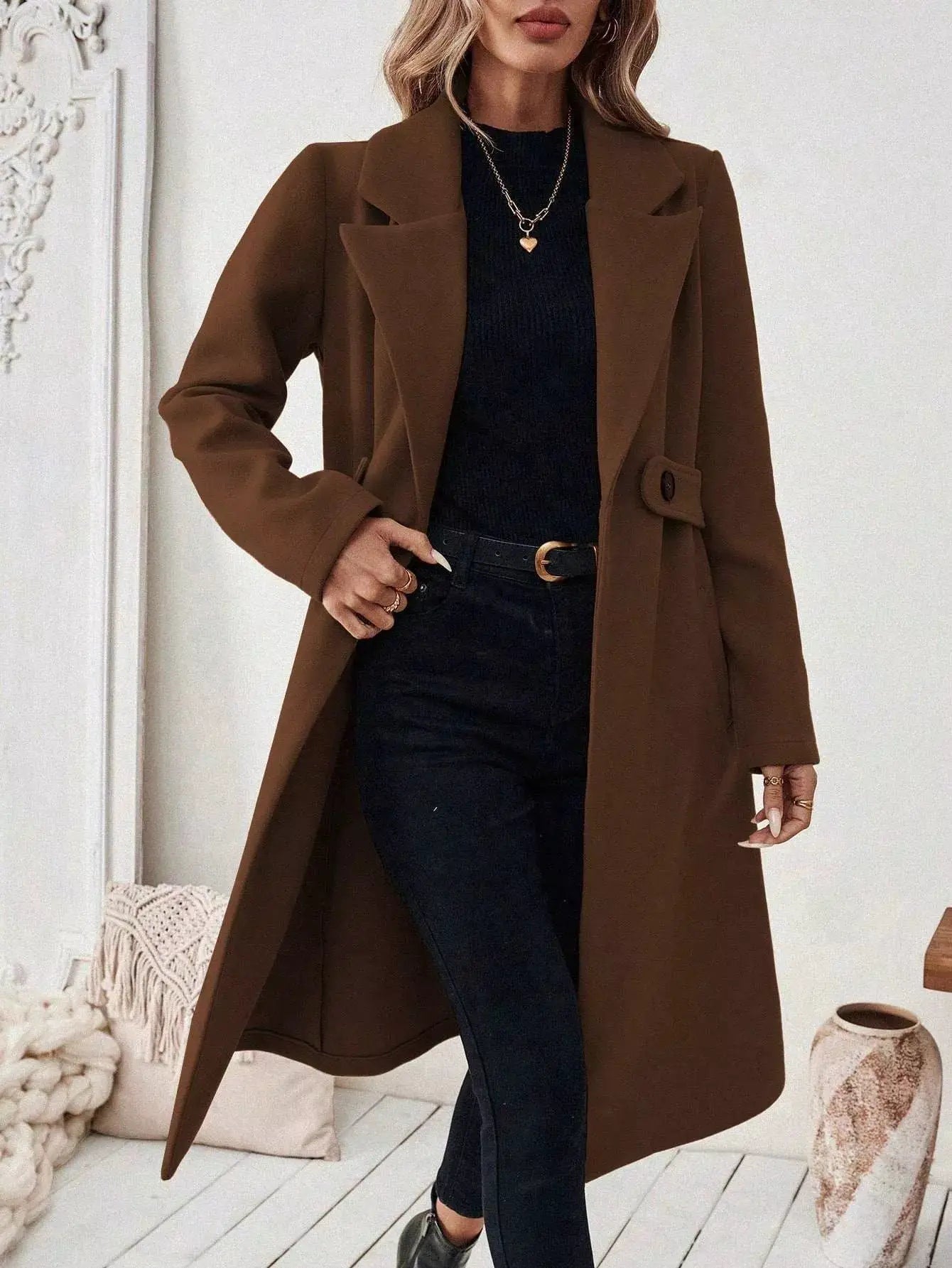 Single-Button Longline Coat - Bitsy Gypsy Boutique