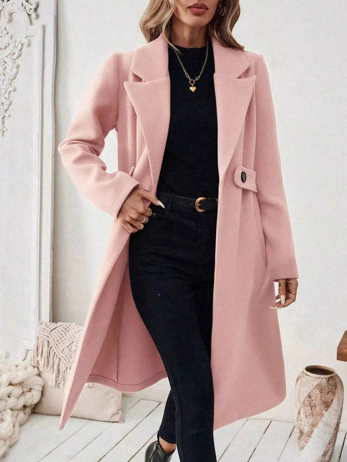 Single-Button Longline Coat - Bitsy Gypsy Boutique