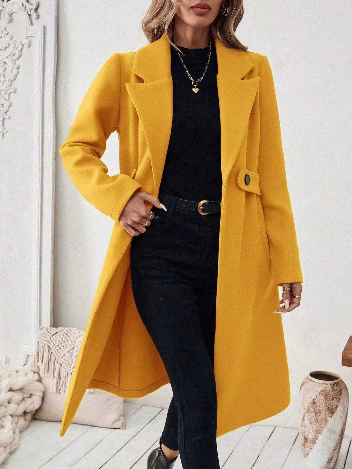 Single-Button Longline Coat - Bitsy Gypsy Boutique