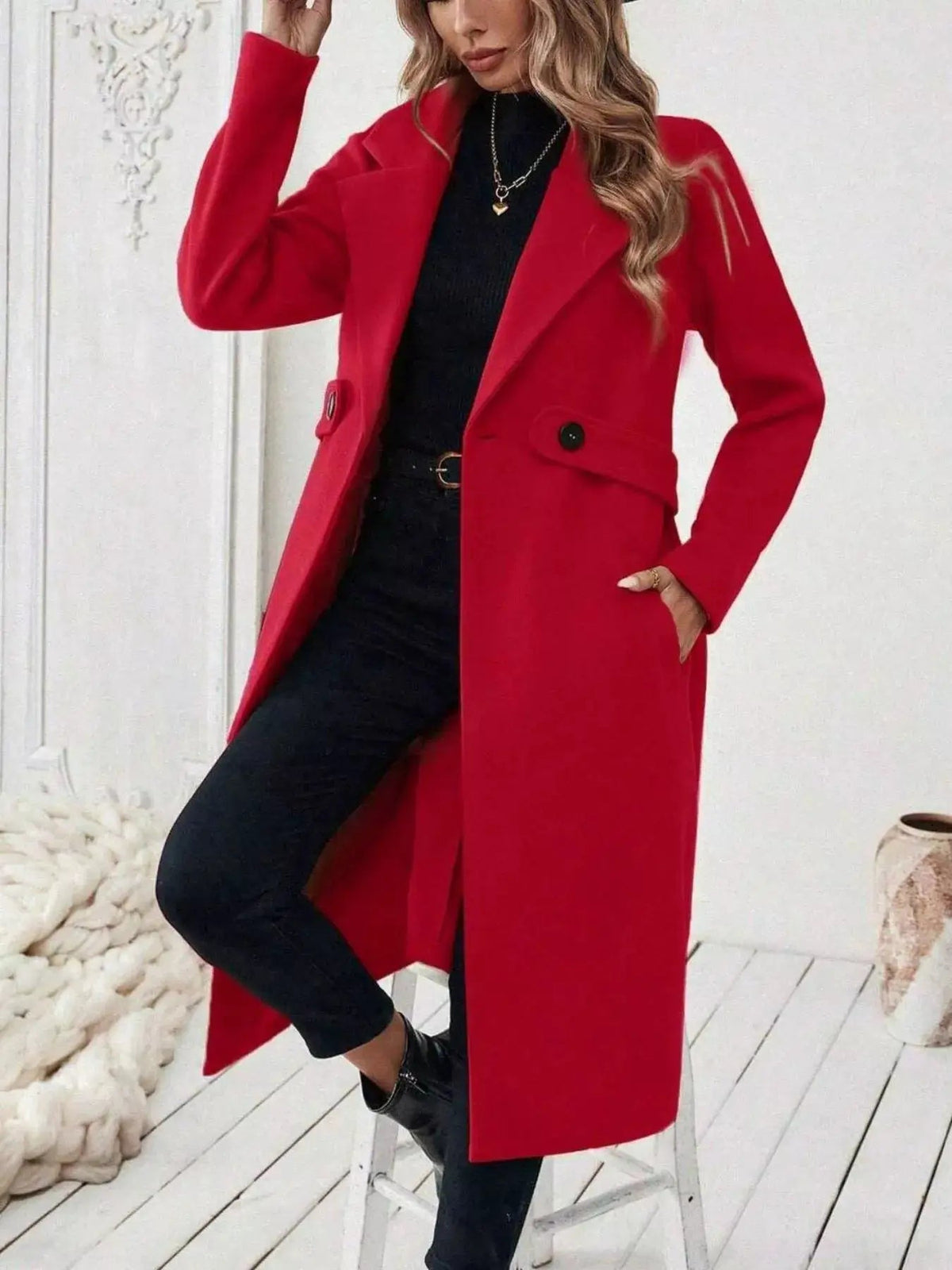 Single-Button Longline Coat - Bitsy Gypsy Boutique