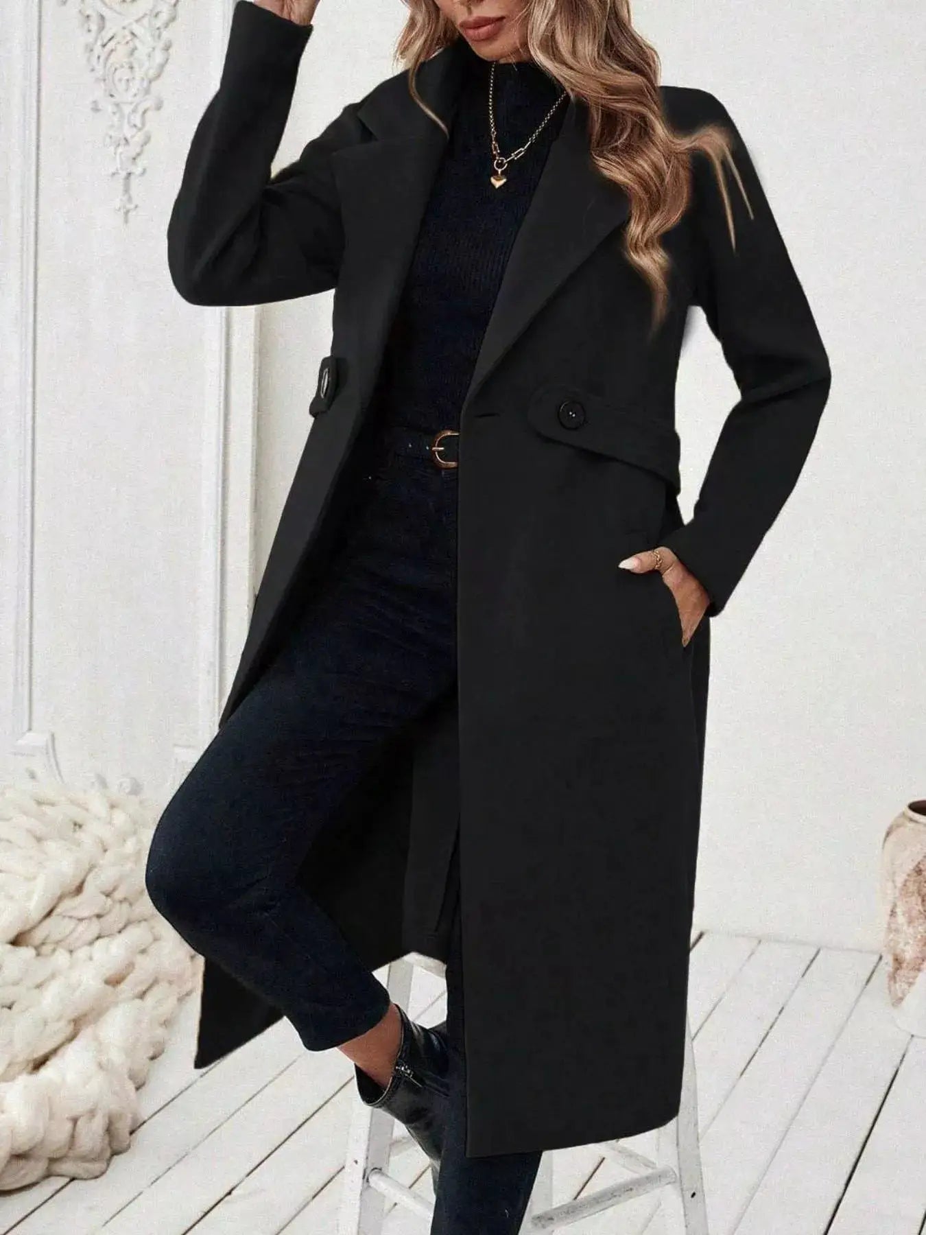 Single-Button Longline Coat - Bitsy Gypsy Boutique
