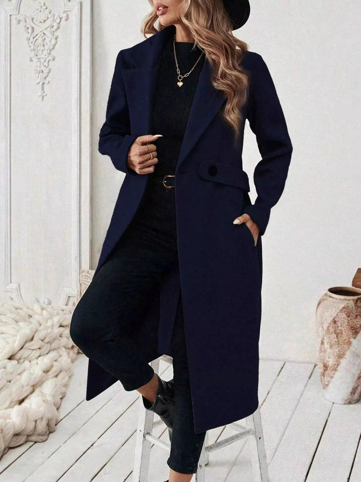 Single-Button Longline Coat - Bitsy Gypsy Boutique