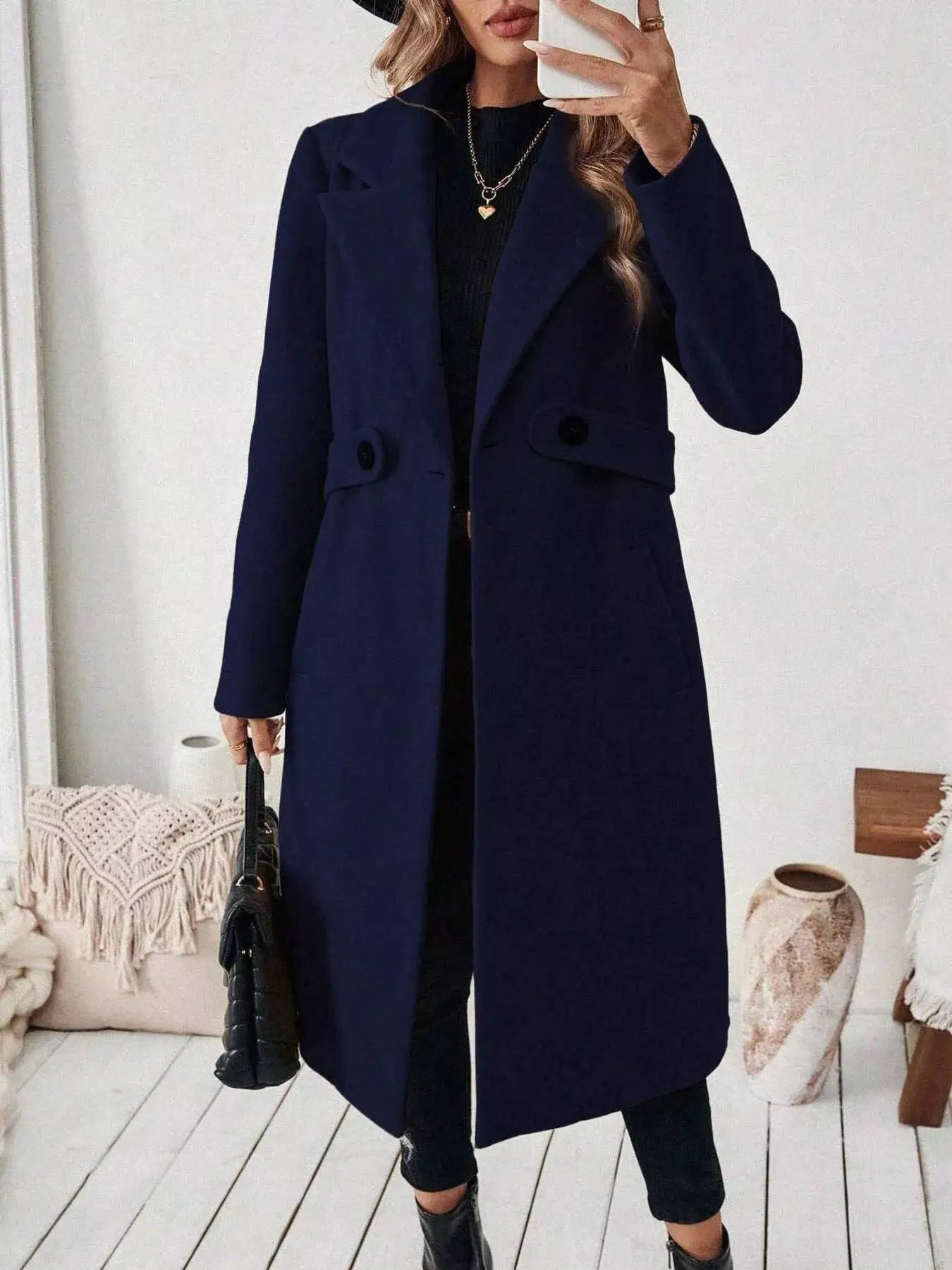 Single-Button Longline Coat - Bitsy Gypsy Boutique