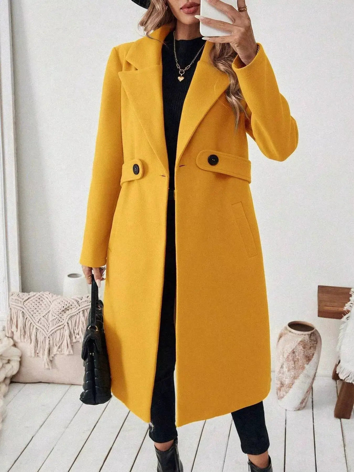 Single-Button Longline Coat - Bitsy Gypsy Boutique